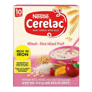 ceralac baby food cereal wheat rice mixed fruit for 10 to 24 months baby 300 gm